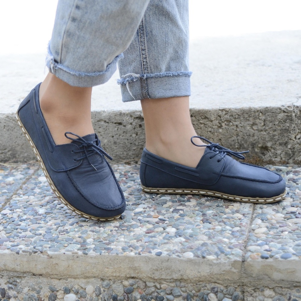 Navy Grounding Leather Loafers